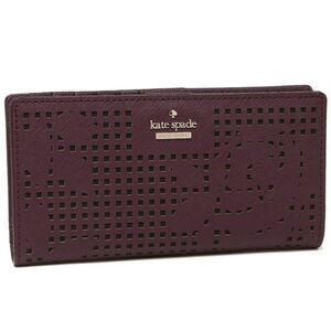Kate Spade Cameron Street Perforated Rose Lacey Wallet in Deep Plum EUC
